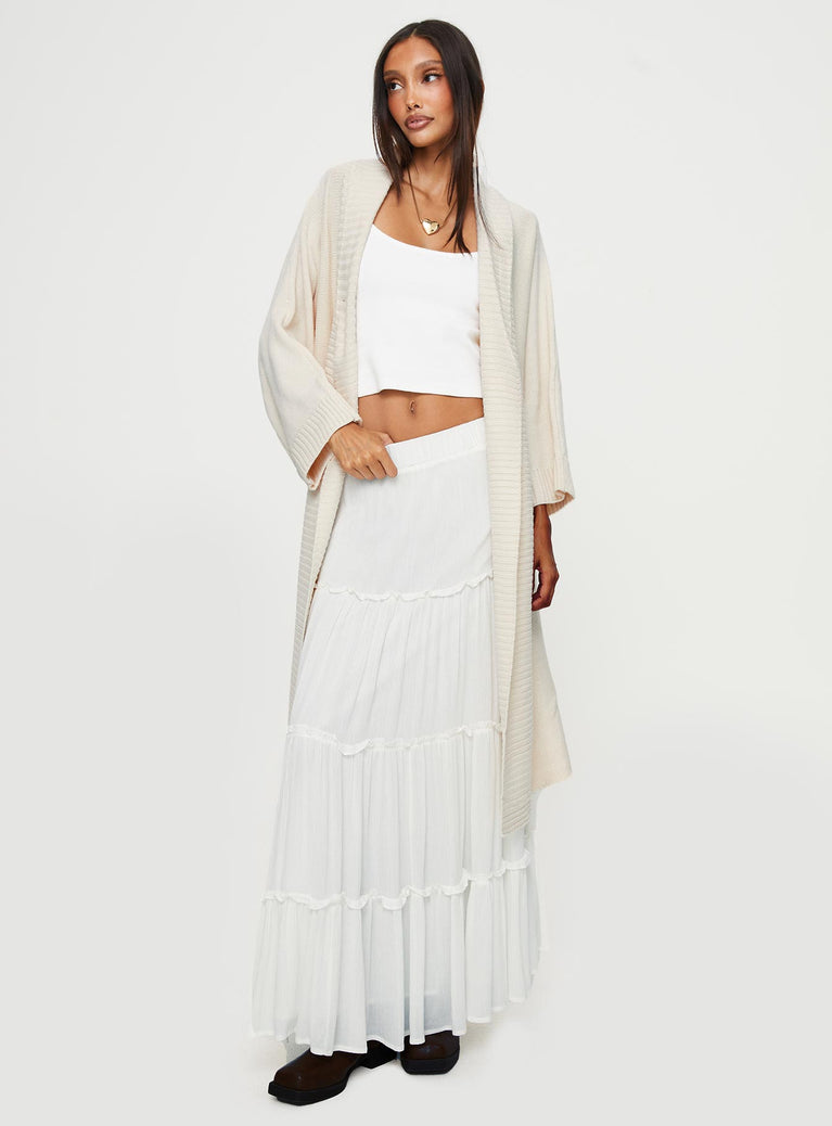 Joyous Longline Cardigan Cream Princess Polly  long 