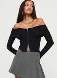 Kaelyn Zip Front Sweater Black Princess Polly  Cropped 