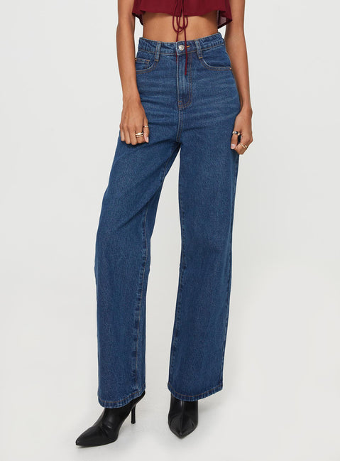 product Princess Polly High Waisted  Nicolo Jeans Mid Blue Denim