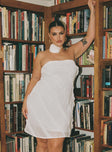 front view of model wearing Princess Polly Lars Strapless Mini Dress White Curve Straight Neck 