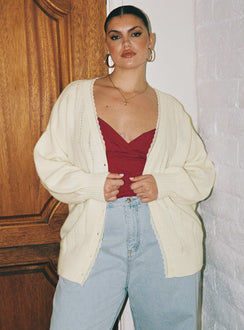 Oakleigh Cardigan Cream Curve Princess Polly  Cropped 