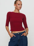 Elaia 3/4 Sleeve Top Red