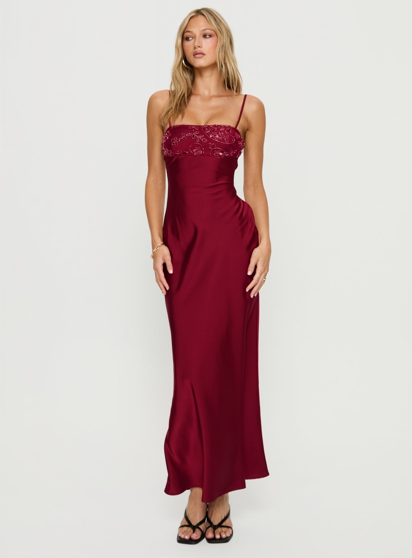 Engracia Sequin Maxi Dress Burgundy | Princess Polly Engracia Sequin Maxi Dress Burgundy | Princess Polly