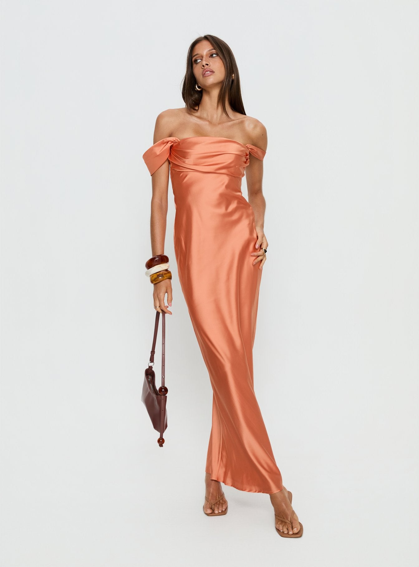 Azura Off The Shoulder Maxi Dress Orange