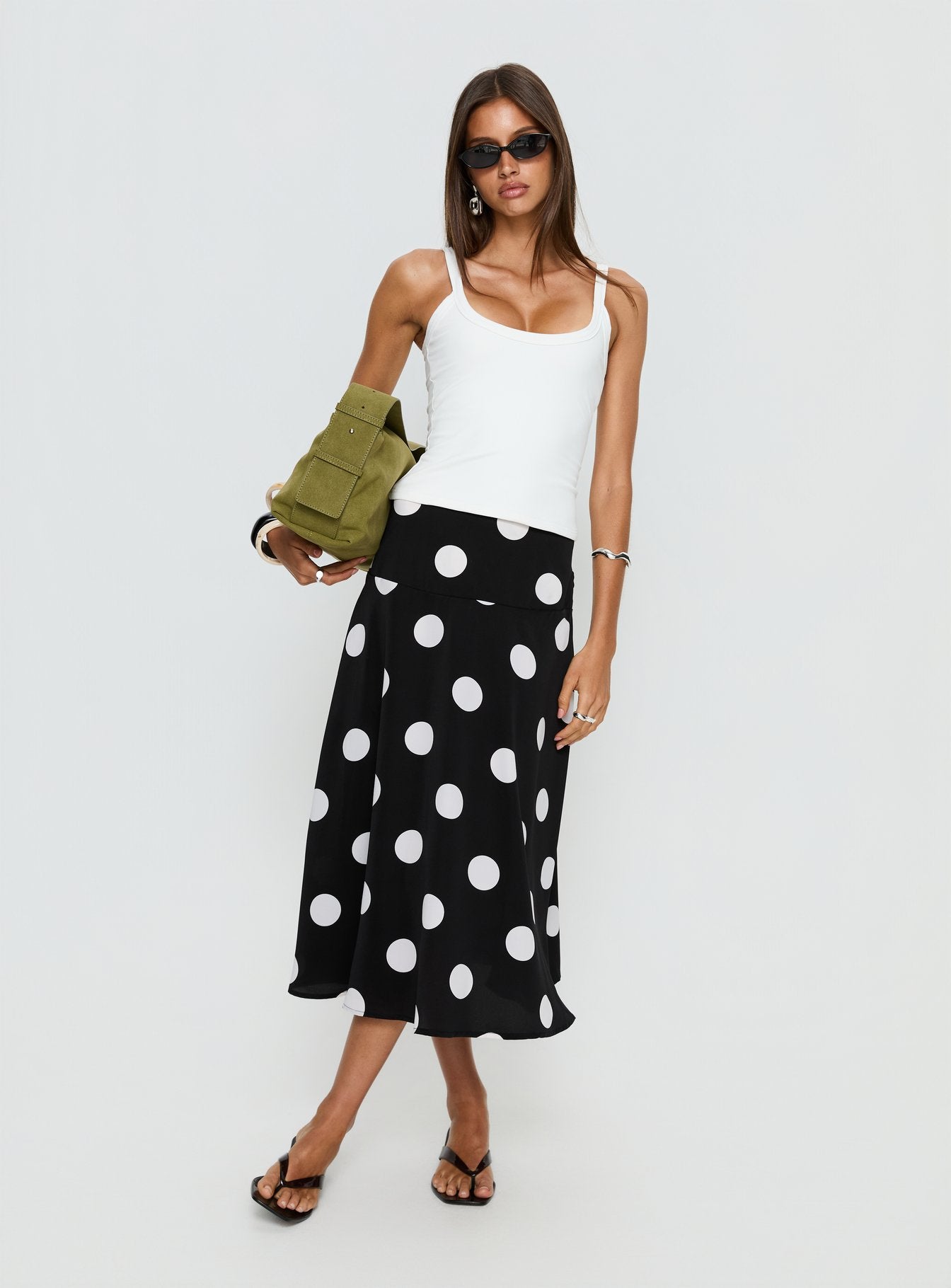 Picture It Midi Skirt Black Polka Dot
