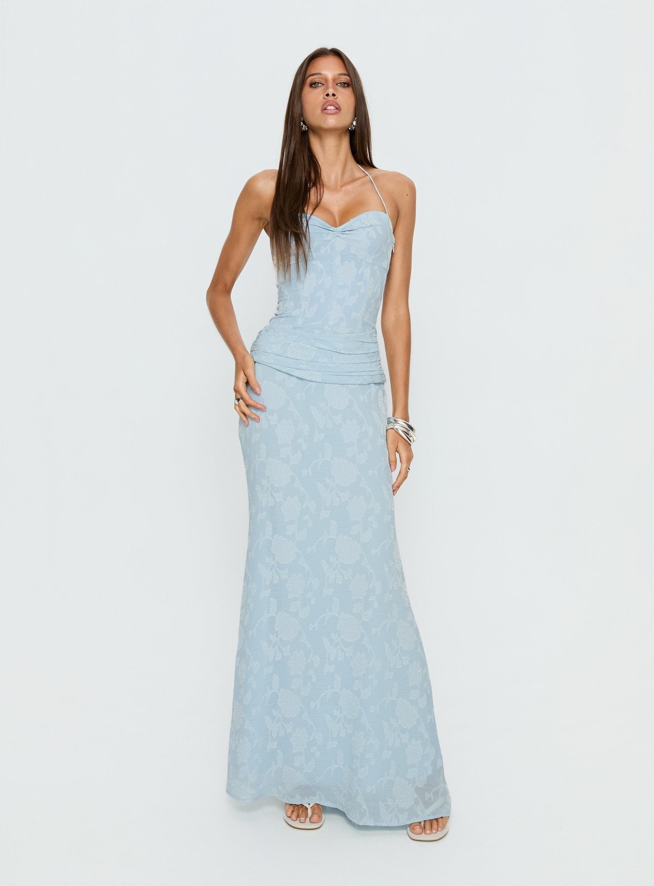 corset maxi dress uk Leila Satin Corset Maxi Dress - Ivory