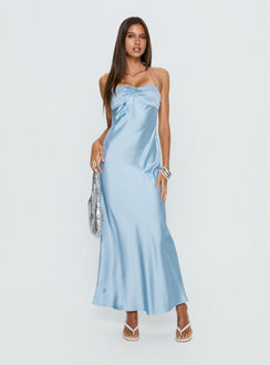 Fireproof Halter Maxi Dress Baby Blue