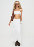 Set Cropped top, bow detail at bust & waist, adjustable shoulder straps, elasticated bust, maxi skirt, invisible zip fastening at side Fully lined, non-stretch