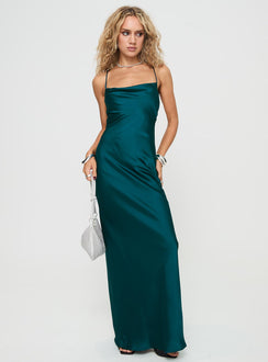 front view of model wearing Princess Polly Esti Maxi Dress Blue Square Neck 