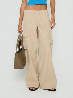 Scarletta Ultra Wide Cargo Trousers Natural