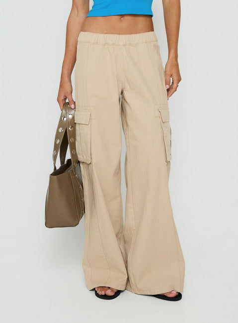 Scarletta Ultra Wide Cargo Trousers Natural