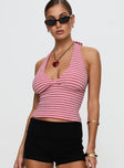 Whimsy Halter Top Pink / Red Stripe