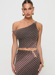 Rios One Shoulder Top Brown Stripe