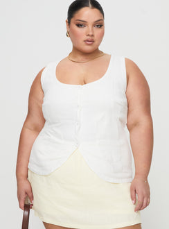 back view of model wearing Princess Polly Spirito Vest Top White Curve Sleeveless Square Neck 