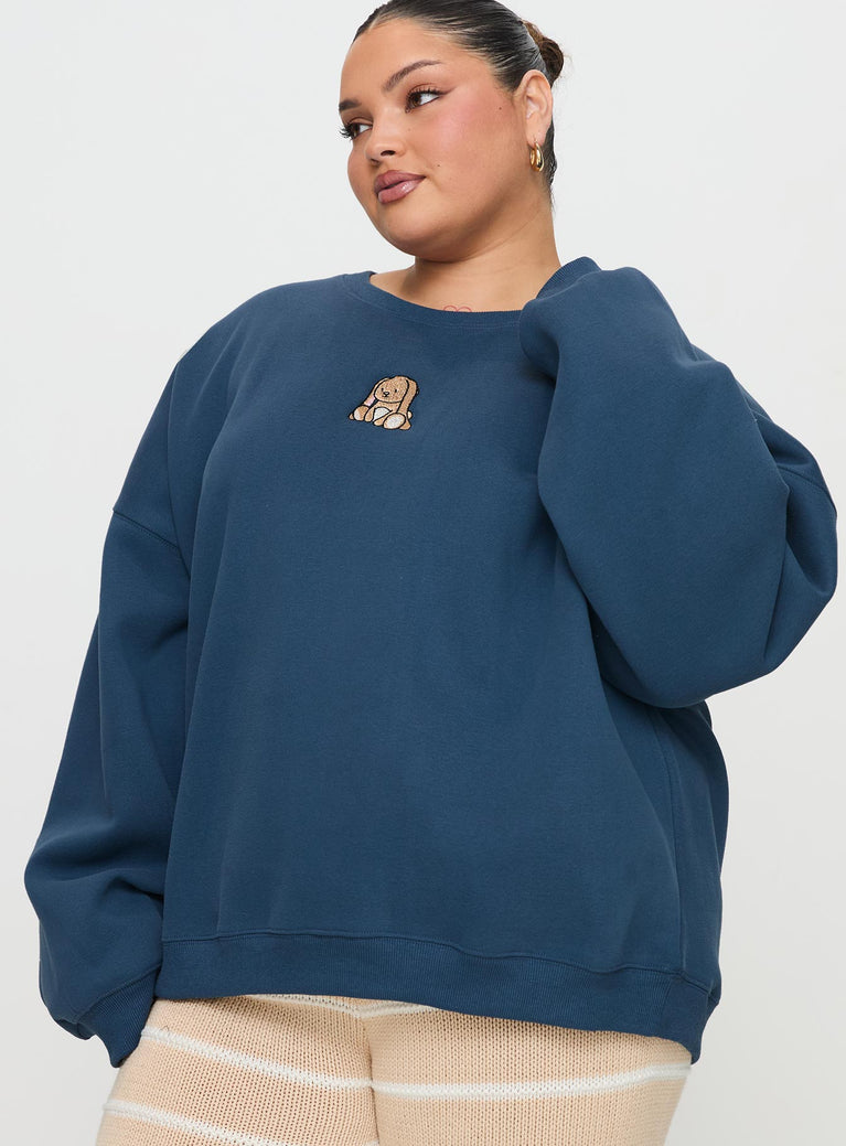 Sleepy Bunny Crewneck Jumper Navy Curve