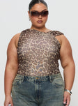 Serenata Bodysuit Leopard Sleeveless High Neck 