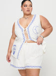 Sun And Palm Trees Vest Set White / Blue Curve