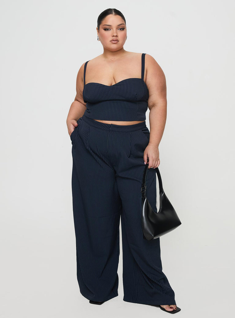 Briana Set Navy Pinstripe Curve