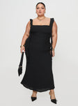 front view of model wearing Princess Polly Lanai Maxi Dress Black Curve Square Neck 