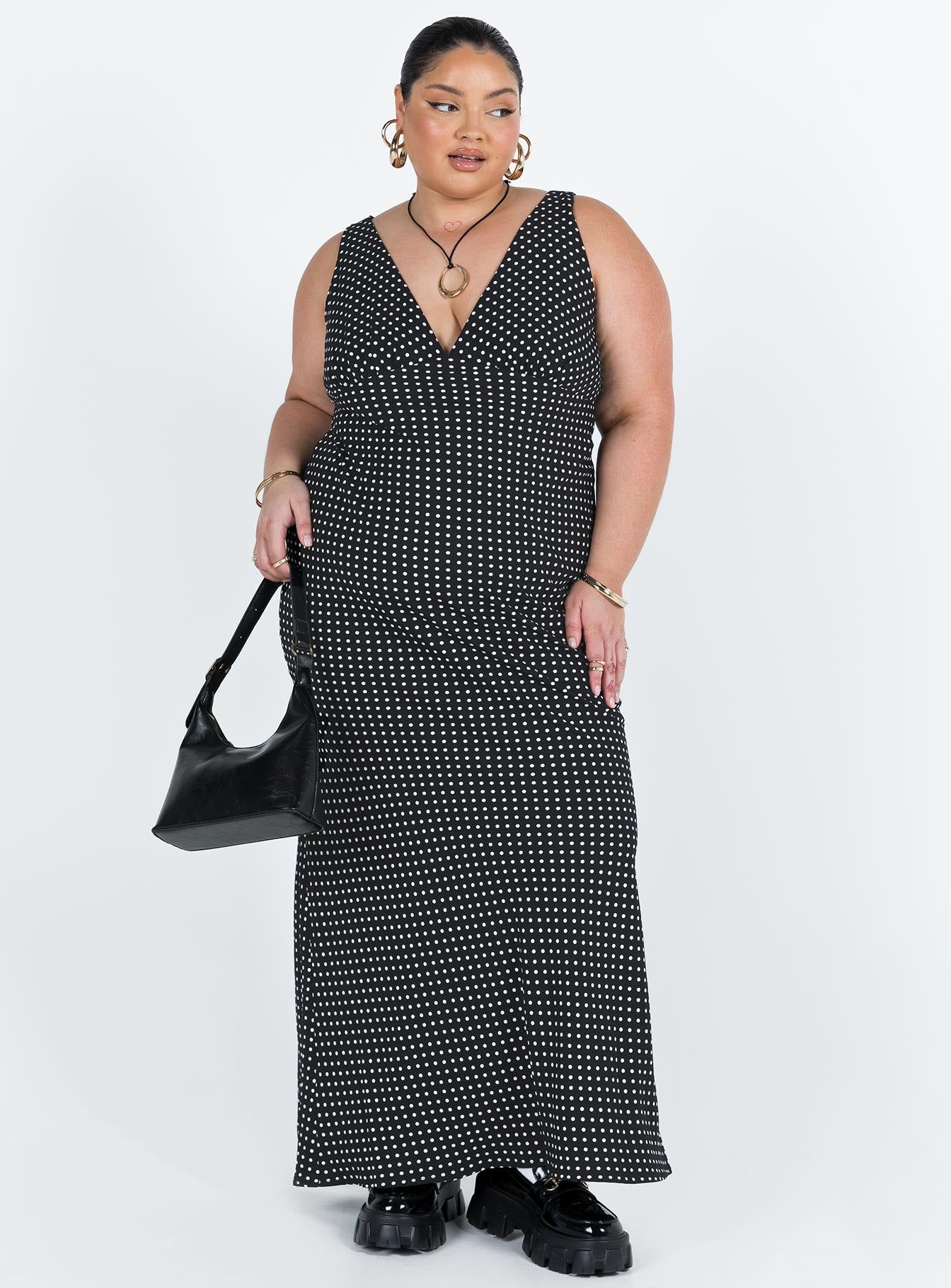 Polka dot maxi dress plus size best sale