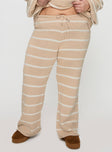 Read Your Mind Knit Pant Cream Stripe High Waisted Pants 