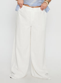 back view of model wearing Princess Polly Pedra Wide Leg Pant White Curve High Rise Pants 