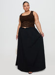   front view of model wearing Princess Polly Rennata Gathered Mid Rise Maxi Skirt Black Maxi 