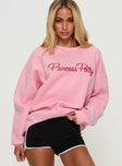 Princess Polly Classic Crew Neck Sweatshirt Bubble Text Pink