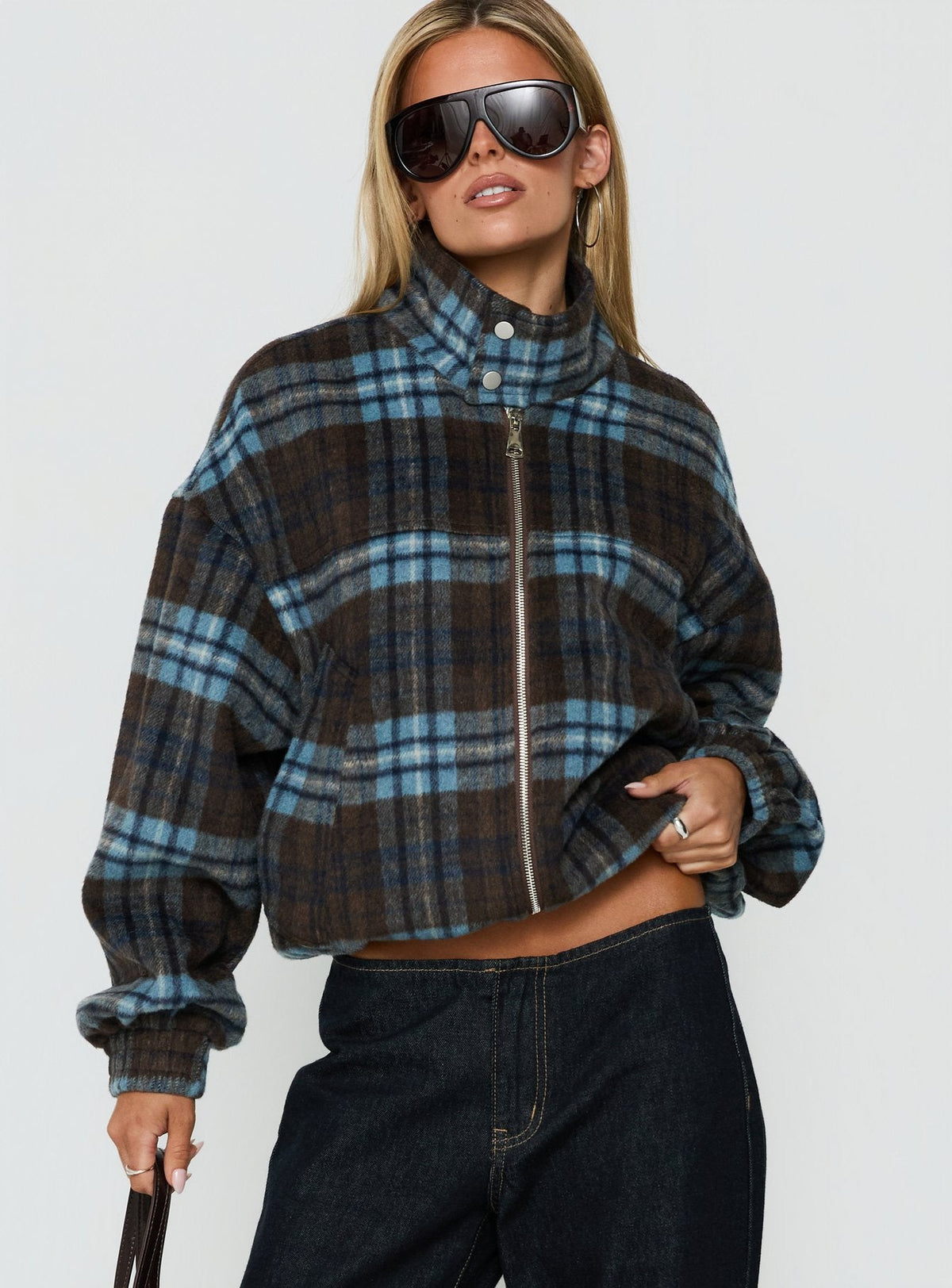Ellissa Bomber Jacket Blue Check