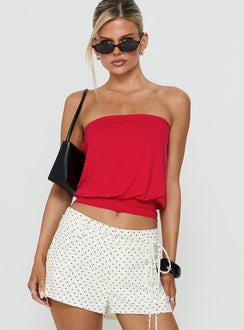 Wryn Strapless Blouson Tie Detail Top Red