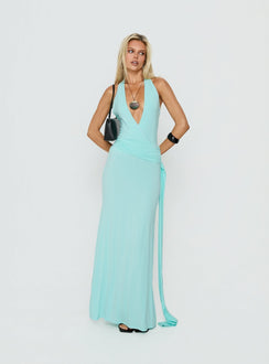 So Major Draped A-Line Maxi Dress Blue