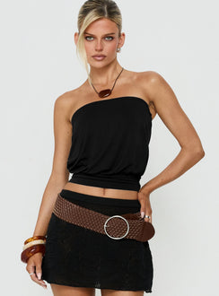 Wryn Bandeau Blouson Top mit Bindedetail Schwarz
