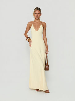 Palmas Halter Maxi Dress Butter Yellow