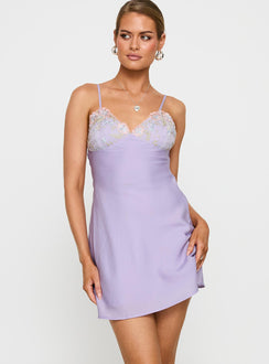 Hintz Satin Mini Dress Lilac