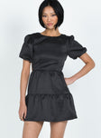 Princess Polly Round Neck  Capone Mini Dress Black