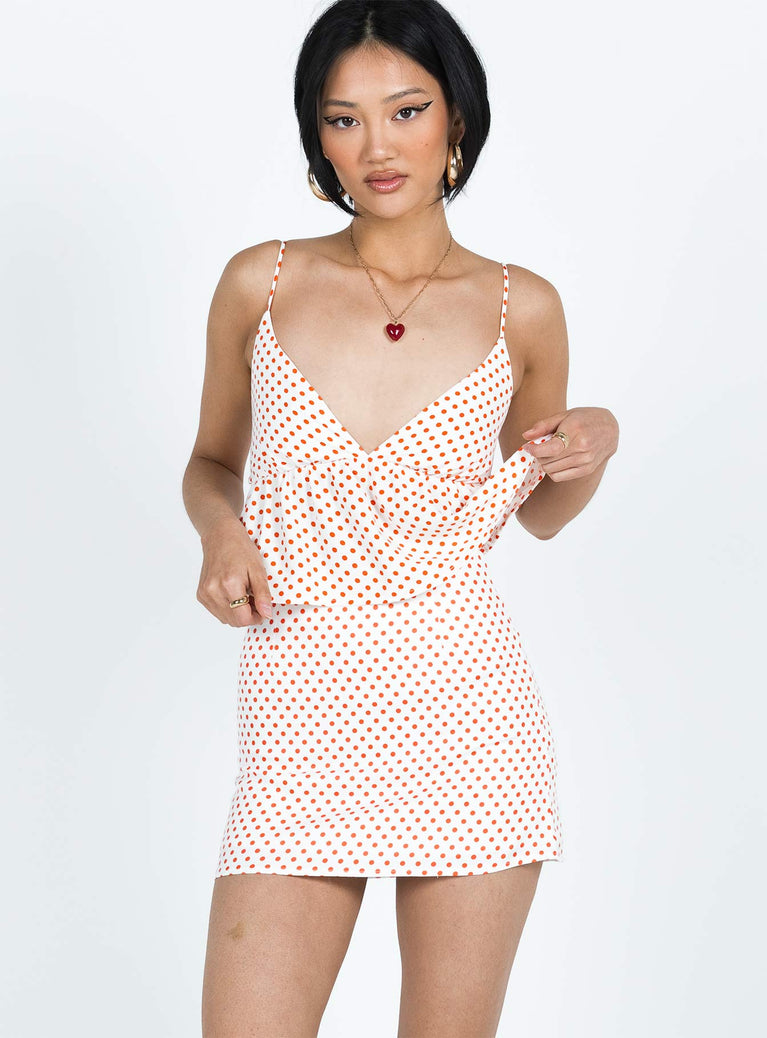 Selby Mini Skirt White / Red Polka Dot Princess Polly  Mini 