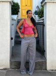 side view of model wearing Princess Polly Dawson Pants Slate Low Rise Pants 