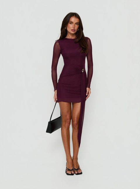 Dreww Long Sleeve Mini Dress Berry
