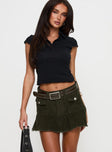   front view of model wearing Princess Polly Dapperton Mini Skirt Dark Green Mini Skirts 