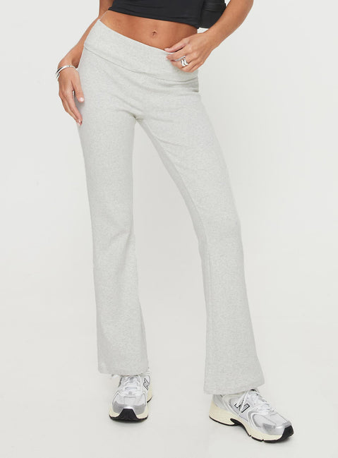 front view of model wearing Princess Polly Norment Rib Pants Grey Tall 