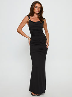 Yakira Halter Cut Out Maxi Dress Black