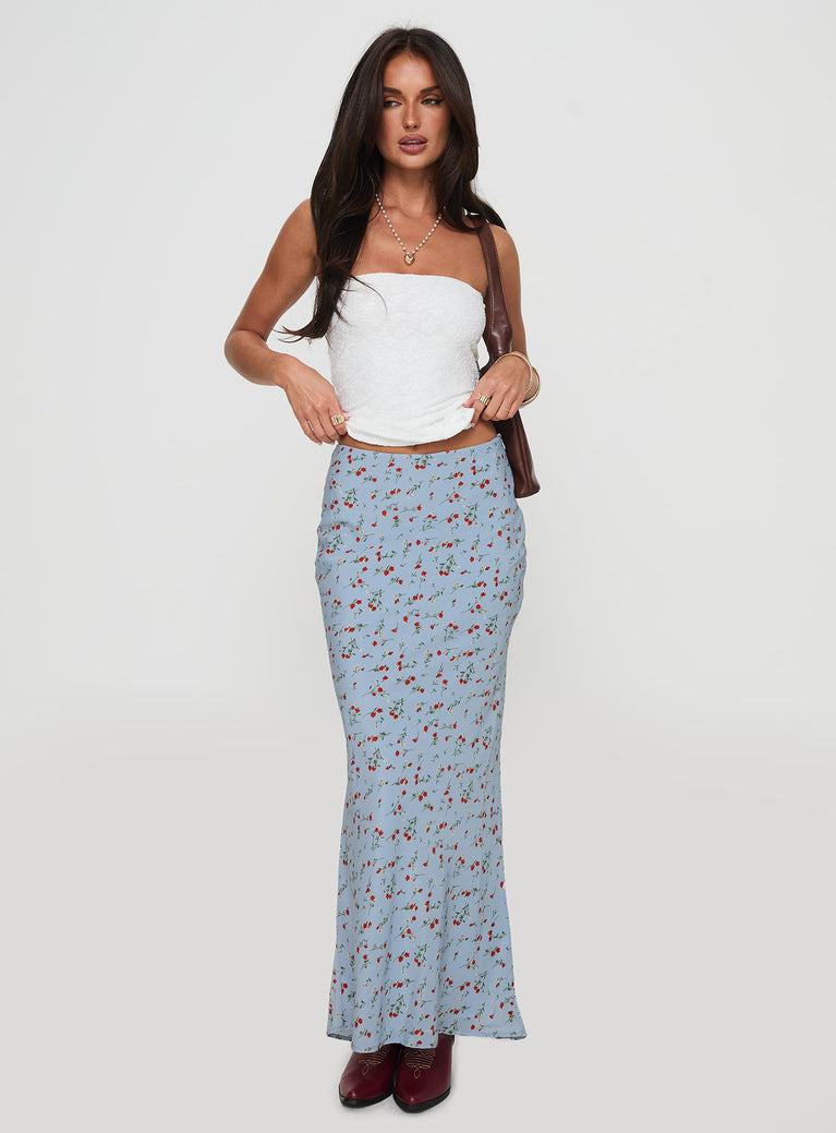 Rotelle Maxi Skirt Blue Floral