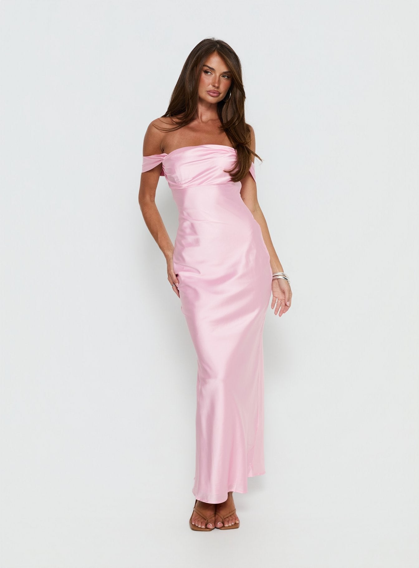 Azura Off The Shoulder Maxi Dress Pink | Princess Polly Azura Off The Shoulder Maxi Dress Pink | Princess Polly