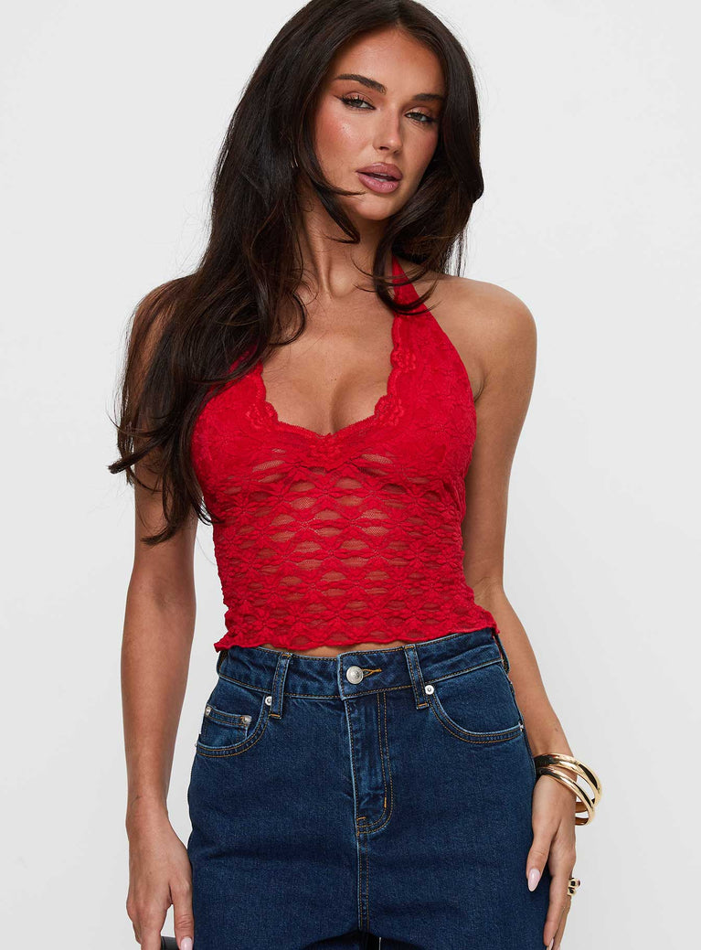 Only Angel Halter Top Red