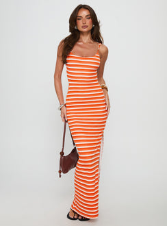 Elestria Maxi Dress Orange Stripe