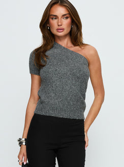 Alysson One Shoulder Top Grey