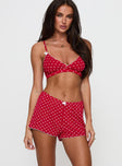 Slow Start Pointelle Sleep Short Red