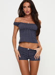 Drift Away Off The Shoulder Sleep Set Navy Dot