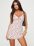 Princess Polly Plunger  Karena Mini Dress White / Red Floral