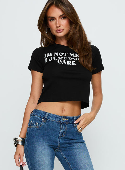 I'm Not Mean Graphic Top Black